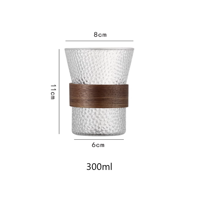 BONGBADA Textured Glass Tumbler with Wooden Band