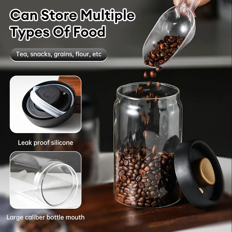 Glass jars of various sizes can be used to store tea, coffee, beans, sugar, etc., to give your food a home